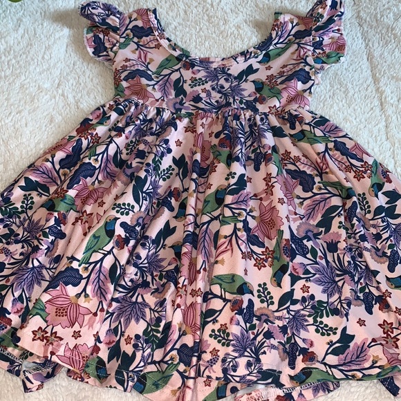Dot Dot Smile Pink Purple Floral Bird Dress 12-24M EUC - Picture 9 of 11